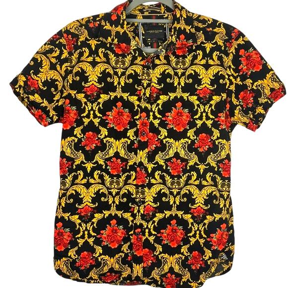Denim and Flower Ricky Singh Mens Shirt Floral Short Sleeve Button Up - Picture 1 of 8